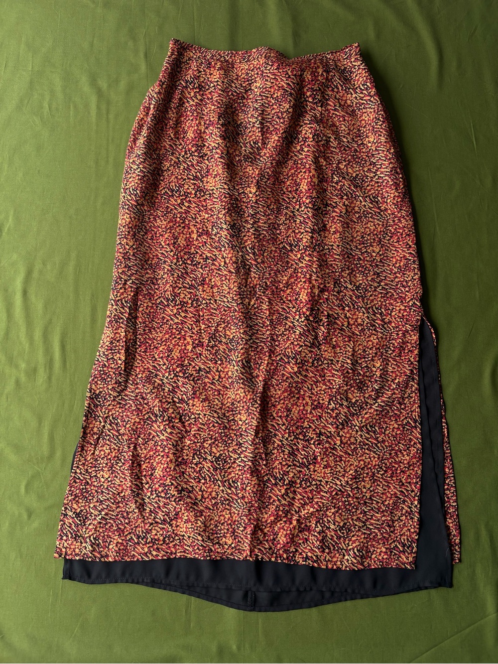 Vintage Gianni Made in USA Rayon Midi Skirt Size 10 Abstract Print High Slit